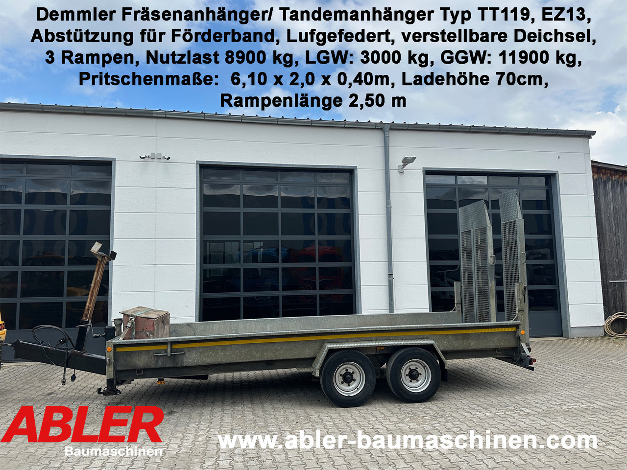 Demmler Tandem-Tiefladeranhänger Fräsenanhänger - مقطورة بلودر منخفض: صورة 1 Demmler Tandem-Tiefladeranhänger Fräsenanhänger - مقطورة بلودر منخفض: صورة 1