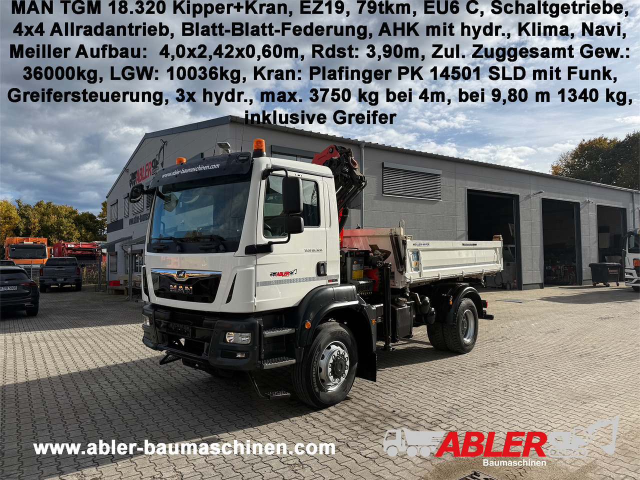 MAN TGM 18.320 Kipper+Kran Palfinger 4x4 Funk Greifer - شاحنة قلاب, شاحنة كرين: صورة 1 MAN TGM 18.320 Kipper+Kran Palfinger 4x4 Funk Greifer - شاحنة قلاب, شاحنة كرين: صورة 1