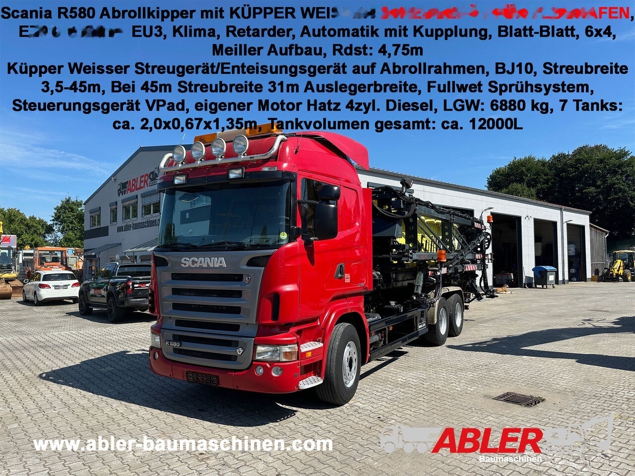 سيارة خدمات/ سيارة خاصة Scania R580 Abrollkipper Meiller mit Küpper Weisser Enteisungsaufbau St: صورة 1