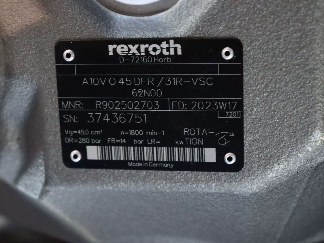 REXROTH A10VO45DFR/31R-VSC62N00 - مضخة هيدروليكية - آلات الإنشاء: صورة 4 REXROTH A10VO45DFR/31R-VSC62N00 - مضخة هيدروليكية - آلات الإنشاء: صورة 4