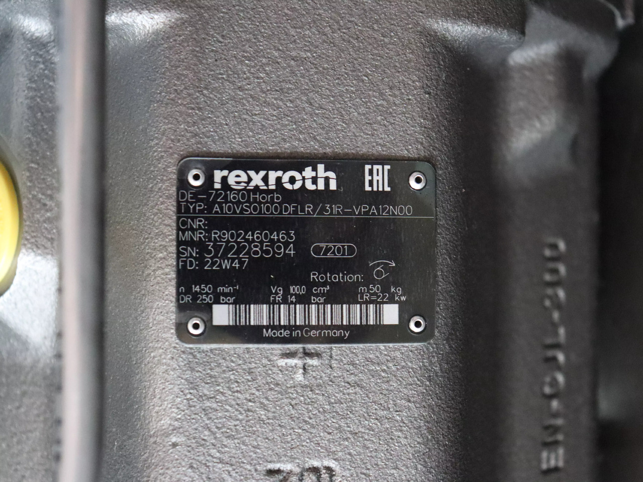 REXROTH A10VSO100DFLR/31R-VPA12N00 - مضخة هيدروليكية - آلات الإنشاء: صورة 3 REXROTH A10VSO100DFLR/31R-VPA12N00 - مضخة هيدروليكية - آلات الإنشاء: صورة 3