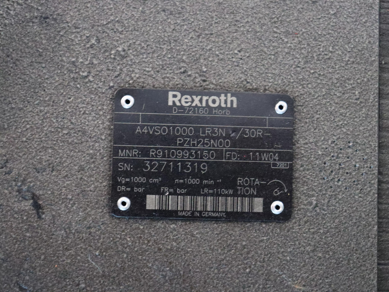 REXROTH A4VSO1000LR3N/30R-PZH25N00 - مضخة هيدروليكية - آلات الإنشاء: صورة 5 REXROTH A4VSO1000LR3N/30R-PZH25N00 - مضخة هيدروليكية - آلات الإنشاء: صورة 5