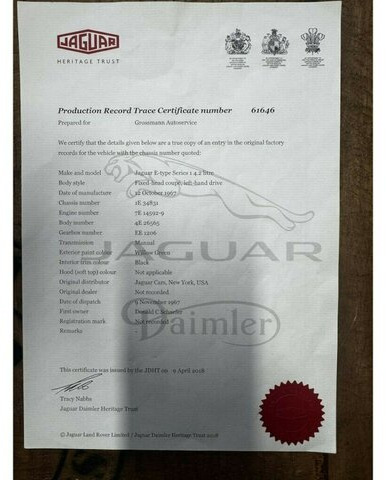 سيارة JAGUAR E-Type 4.2 Litre Series 1.5 FHC makellos!...: صورة 24