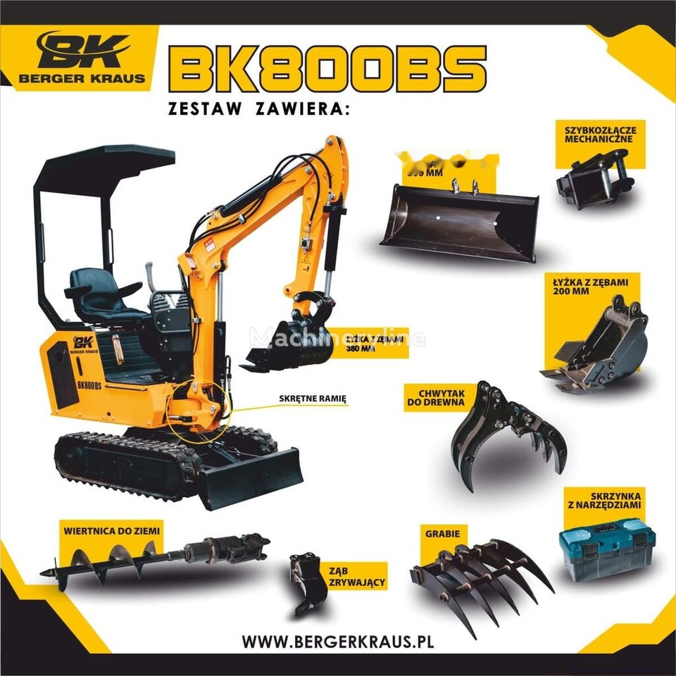 Berger Kraus Mini Excavator BK800BS torsion arm with FULL equipment - حفار صغير: صورة 1 Berger Kraus Mini Excavator BK800BS torsion arm with FULL equipment - حفار صغير: صورة 1