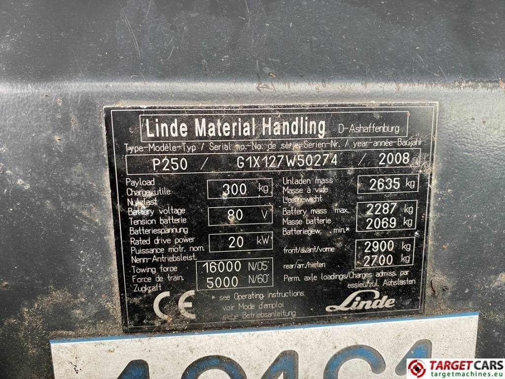 جرار خدمات بلدية Linde P250 Tow Tug Truck Tractor Electric 80V Max 25T: صورة 17 جرار خدمات بلدية Linde P250 Tow Tug Truck Tractor Electric 80V Max 25T: صورة 17