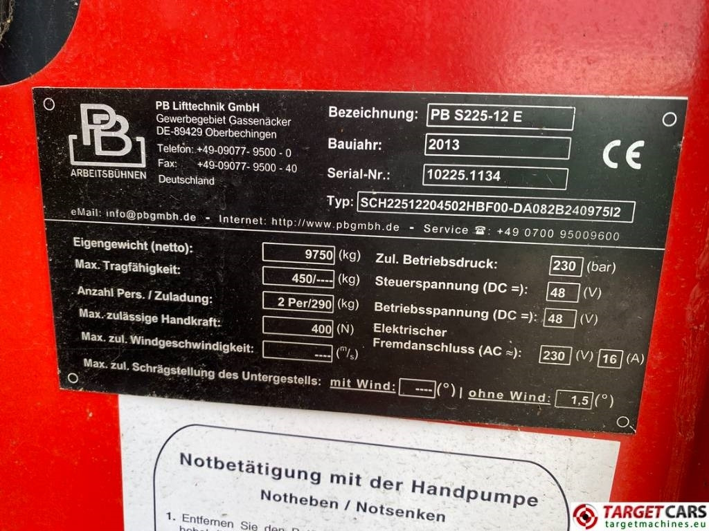 مرفاع مقصي PB Lifttechnik S225-12E Electric Scissor Work Lift 2250cm DEFECT: صورة 10 مرفاع مقصي PB Lifttechnik S225-12E Electric Scissor Work Lift 2250cm DEFECT: صورة 10