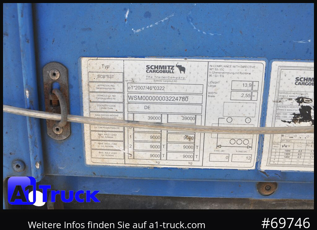 نصف مقطورة بستائر جانبية SCHMITZ SD Tautliner, Code XL, Bahn, verzinkt: صورة 8