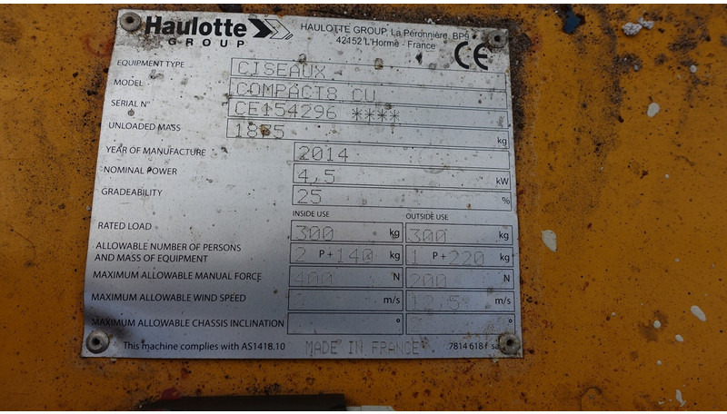 Haulotte Compact 8CU schaarhoogwerker - مرفاع مقصي: صورة 4 Haulotte Compact 8CU schaarhoogwerker - مرفاع مقصي: صورة 4