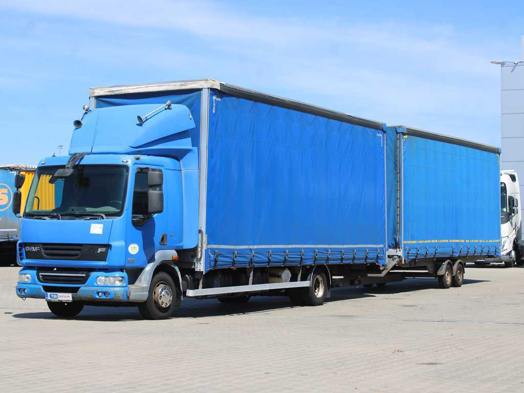 DAF FA LF 45, EURO 5, TYRES 80% + AGADOS TRAILER - شاحنة ذات ستائر جانبية: صورة 1 DAF FA LF 45, EURO 5, TYRES 80% + AGADOS TRAILER - شاحنة ذات ستائر جانبية: صورة 1