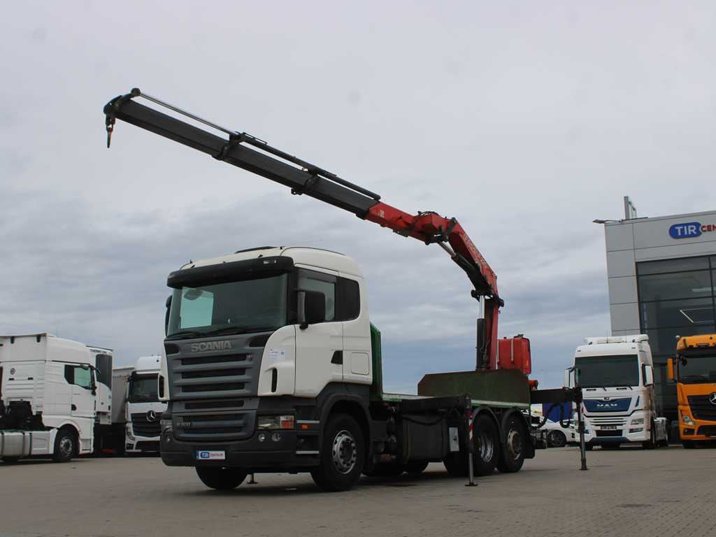 Scania R 500, 6X2, EURO 4, OPTICRUISE, HYDRAULIC ARM FASSI F220A.23 - شاحنات مسطحة, شاحنة كرين: صورة 1 Scania R 500, 6X2, EURO 4, OPTICRUISE, HYDRAULIC ARM FASSI F220A.23 - شاحنات مسطحة, شاحنة كرين: صورة 1