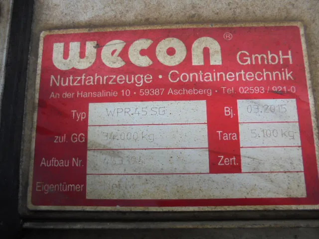 حاوية ذات ستائر جانبية Wecon WPR45SG TUV AND TRAIN LOADINGPROF: صورة 9