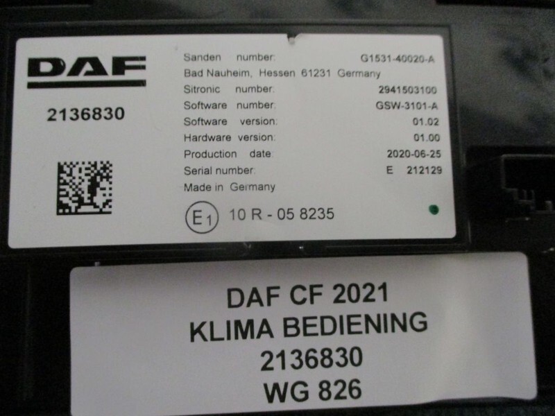 DAF CF410 2136830 KLIMA BEDIENING EURO 6 MODEL 2021 - النظام الكهربائي - شاحنة: صورة 2 DAF CF410 2136830 KLIMA BEDIENING EURO 6 MODEL 2021 - النظام الكهربائي - شاحنة: صورة 2