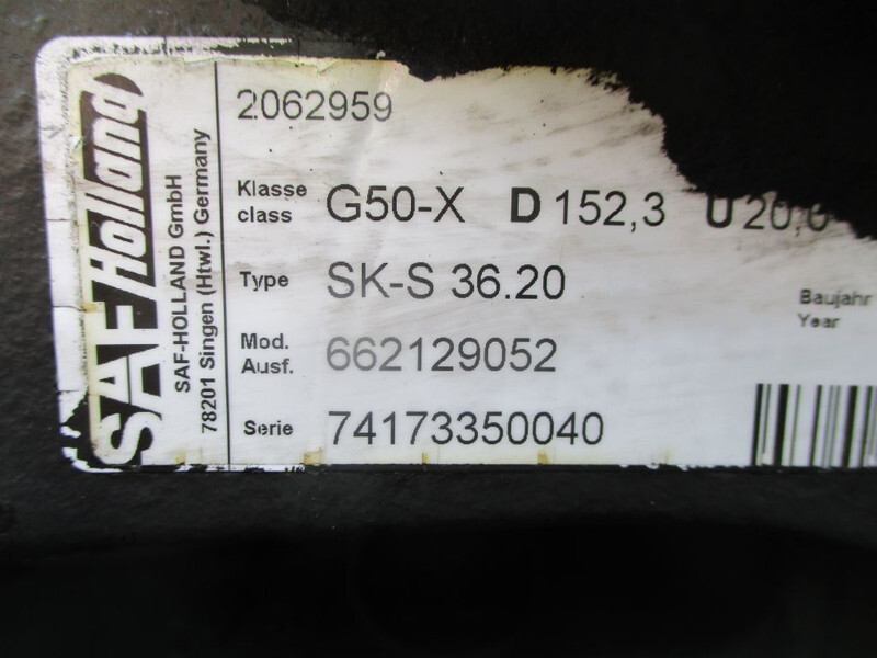 SAF G 50-X D 152,3 TYPE SK-S 36.20 G 50-X D 152,3 TYPE SK-S 36.20 SAF HOLLAND KOM VAN MAN - قارنة سرجية - شاحنة: صورة 4 SAF G 50-X D 152,3 TYPE SK-S 36.20 G 50-X D 152,3 TYPE SK-S 36.20 SAF HOLLAND KOM VAN MAN - قارنة سرجية - شاحنة: صورة 4