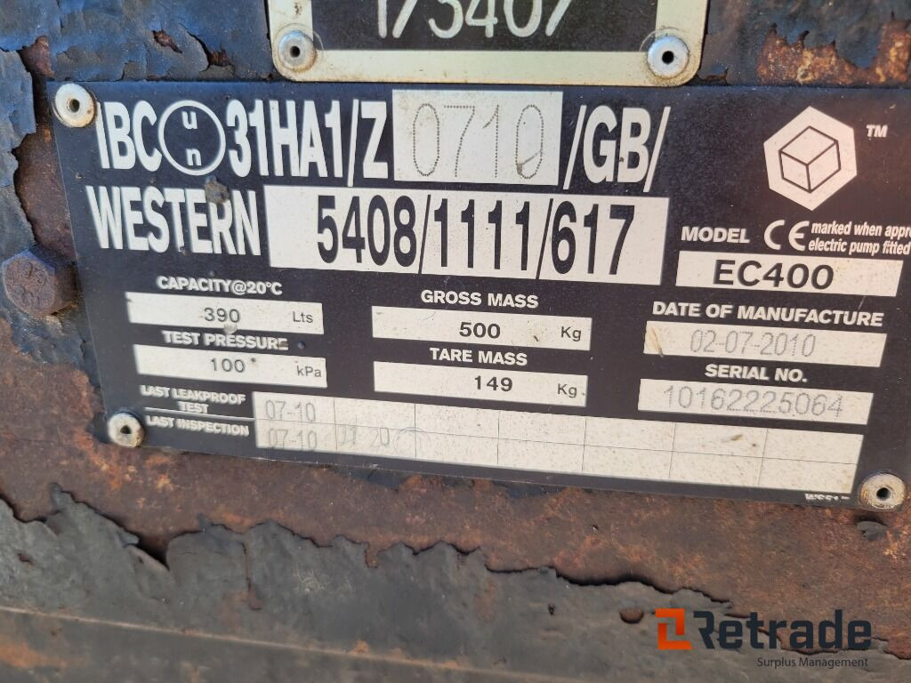 Bränsletank Dieseltank Western EC400 med pump - معدات الانشاءات: صورة 5 Bränsletank Dieseltank Western EC400 med pump - معدات الانشاءات: صورة 5