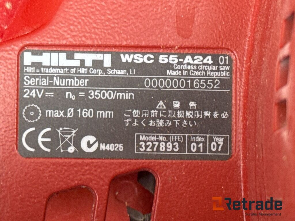 Hilti Wsc 55-a24 rundsav - معدات الانشاءات: صورة 3 Hilti Wsc 55-a24 rundsav - معدات الانشاءات: صورة 3