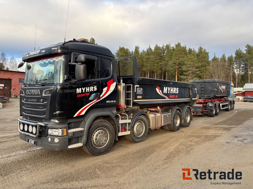 Kassettbilsekipage Scania R730 8X4 - شاحنة قلاب, مقطورة هوك ليفت/ لود لوجر: صورة 1 Kassettbilsekipage Scania R730 8X4 - شاحنة قلاب, مقطورة هوك ليفت/ لود لوجر: صورة 1