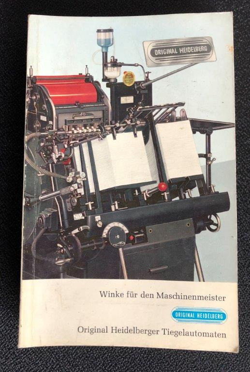 Heidelberg OHT Manual "Winke für den Maschinenmeister" (Hints for the Machine Operator) - آلة تجليد: صورة 1 Heidelberg OHT Manual "Winke für den Maschinenmeister" (Hints for the Machine Operator) - آلة تجليد: صورة 1