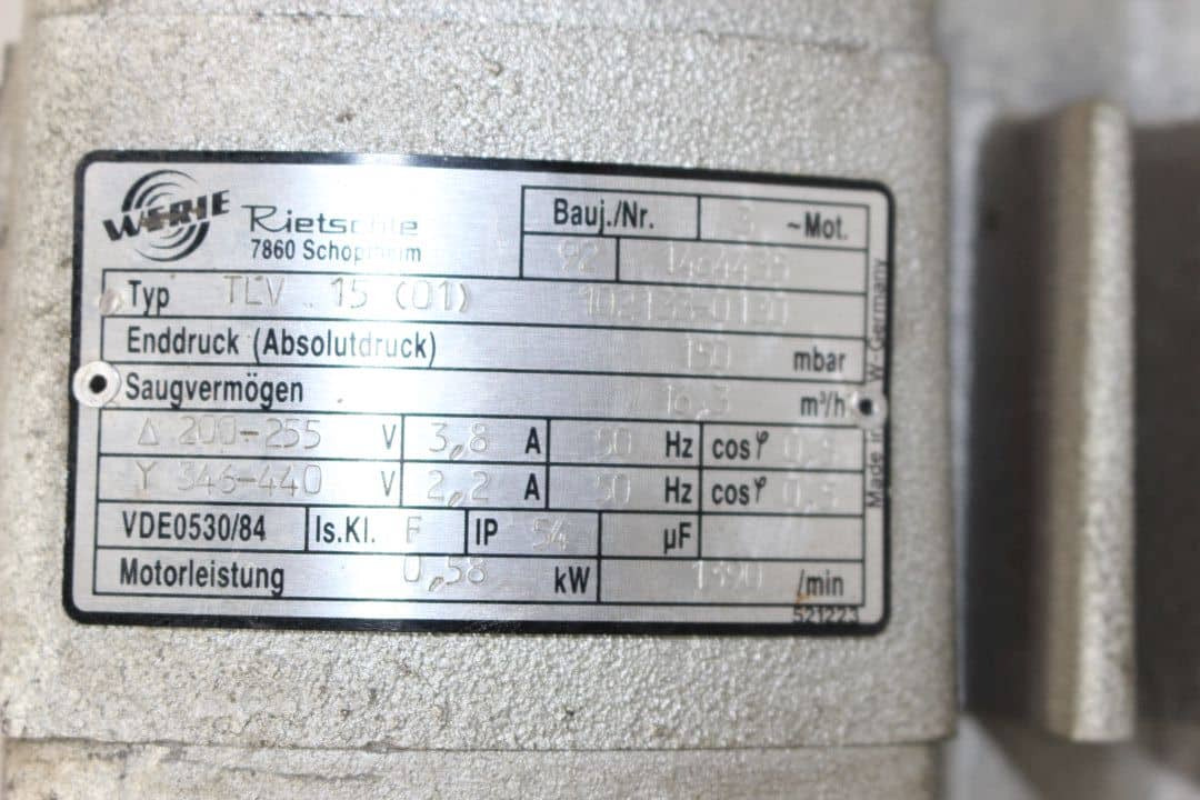 Rietschle TLV 15 (01) - معدات صناعية: صورة 5 Rietschle TLV 15 (01) - معدات صناعية: صورة 5