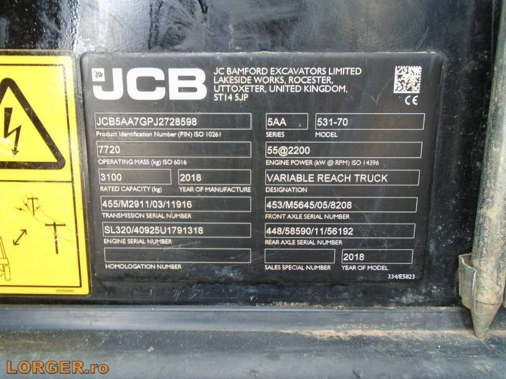 آلة رفع ونقل تلسكوبية JCB 531-70: صورة 16