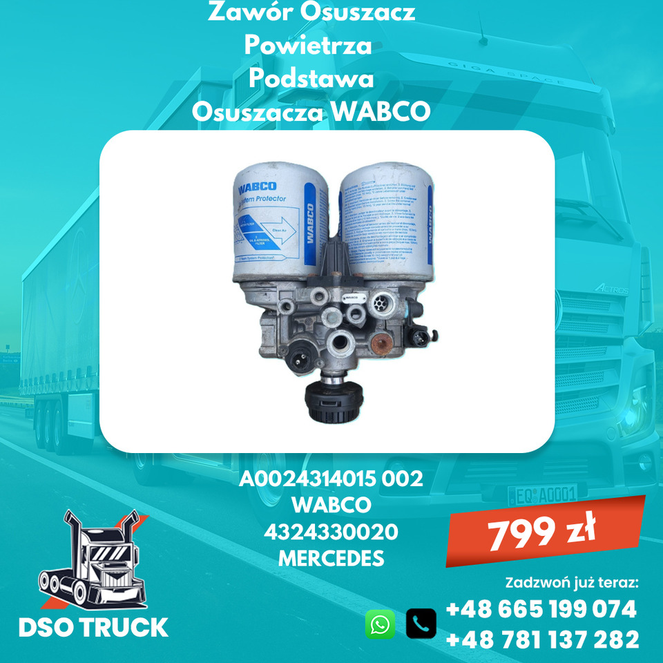 Zawor Osuszacz Powietrza Podstawa Osuszacza WABCO 4324330020 Mercedes Mercedes - قطع الغيار: صورة 1 Zawor Osuszacz Powietrza Podstawa Osuszacza WABCO 4324330020 Mercedes Mercedes - قطع الغيار: صورة 1