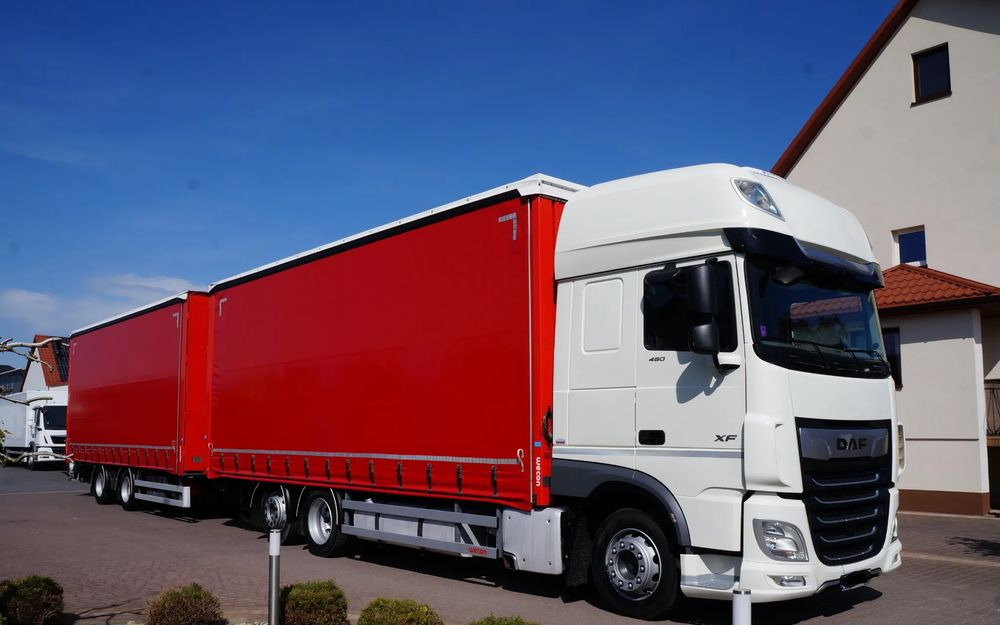 DAF XF 480 EURO 6 ZESTAW TANDEM PRZEJAZDOWY 120 M3 7,8 M + 7,8 M WECON - شاحنة ذات ستائر جانبية: صورة 1 DAF XF 480 EURO 6 ZESTAW TANDEM PRZEJAZDOWY 120 M3 7,8 M + 7,8 M WECON - شاحنة ذات ستائر جانبية: صورة 1