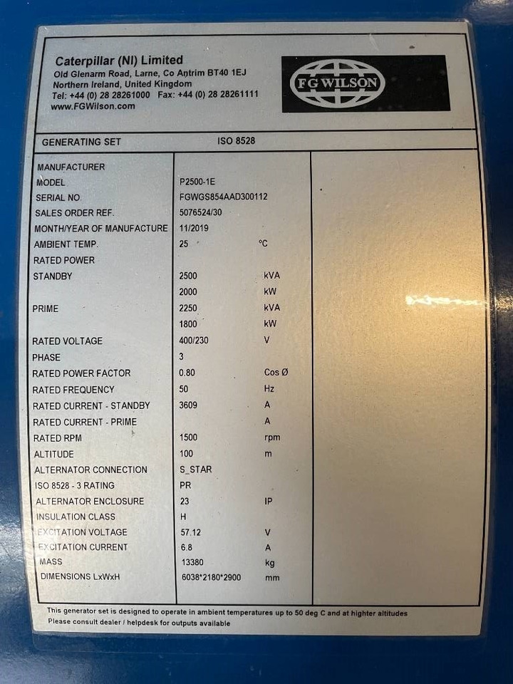 تأجير FG Wilson P2500-1E - 2500 kVA Surplus Genset - DPX-25085 FG Wilson P2500-1E - 2500 kVA Surplus Genset - DPX-25085: صورة 6 تأجير FG Wilson P2500-1E - 2500 kVA Surplus Genset - DPX-25085 FG Wilson P2500-1E - 2500 kVA Surplus Genset - DPX-25085: صورة 6