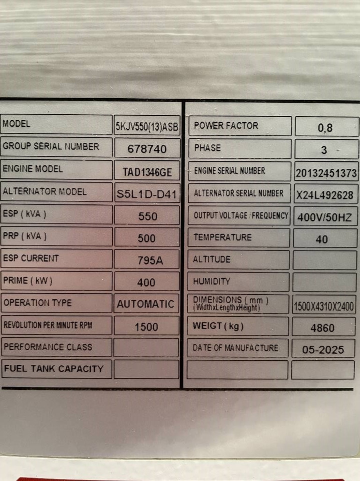 Volvo TAD1346GE - 550 kVA Generator - DPX-18882 - مجموعة المولد: صورة 5 Volvo TAD1346GE - 550 kVA Generator - DPX-18882 - مجموعة المولد: صورة 5
