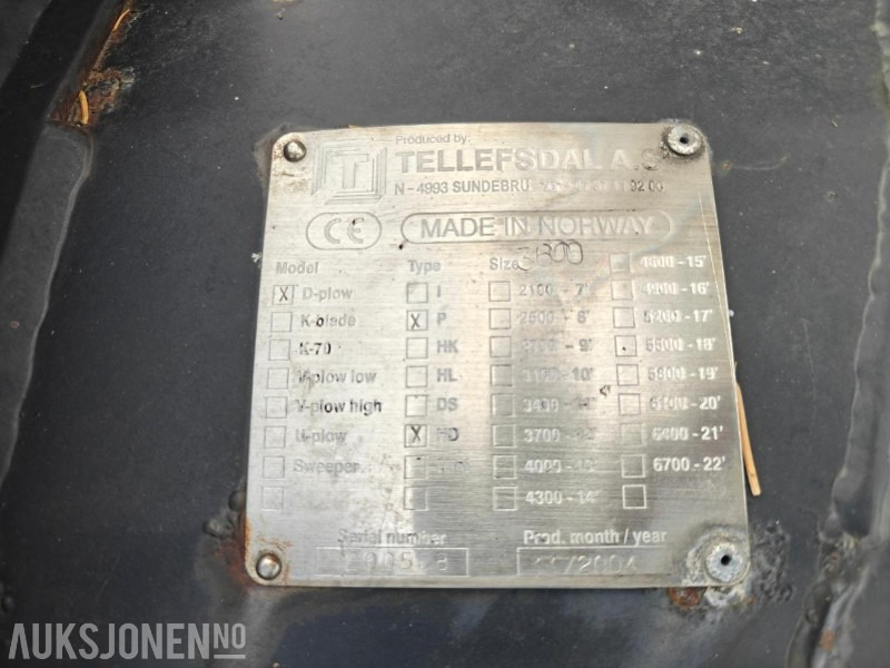 2004 Tellefsdal diagonalplog / snøplog - P HD - Bredde 3600 mm - Parallelllogram - شاحنة: صورة 5 2004 Tellefsdal diagonalplog / snøplog - P HD - Bredde 3600 mm - Parallelllogram - شاحنة: صورة 5