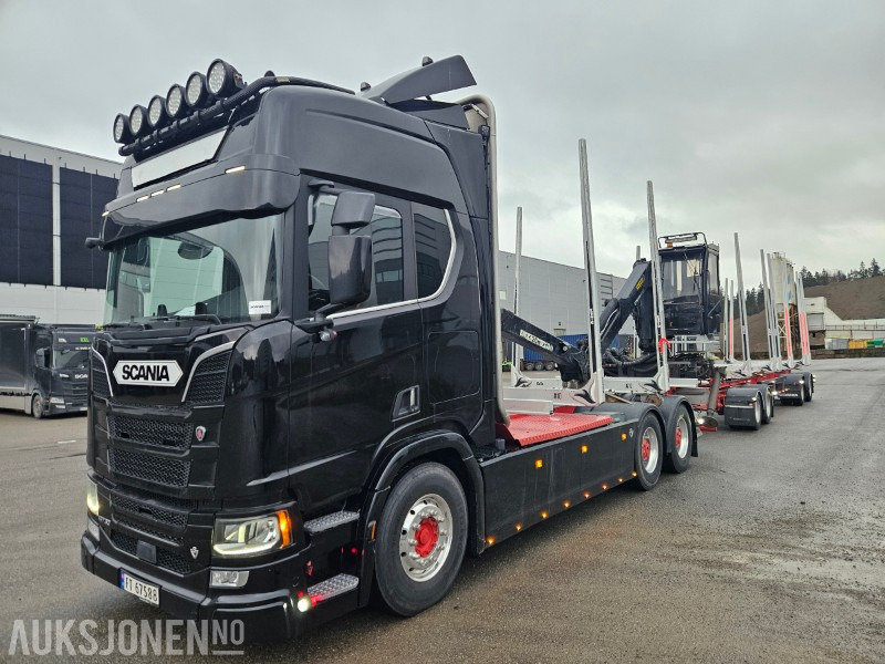 2020 Scania R730 B6x4NB med henger - شاحنة قطع الأشجار, شاحنة كرين: صورة 1 2020 Scania R730 B6x4NB med henger - شاحنة قطع الأشجار, شاحنة كرين: صورة 1