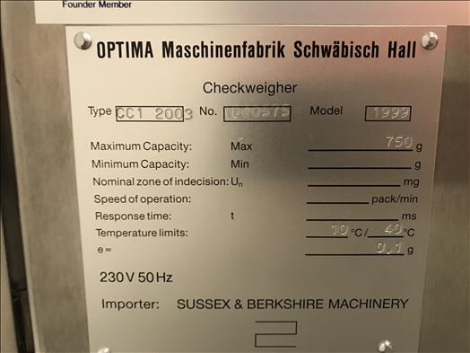 Optima CC1 Checkweigher - آلة الغذاء: صورة 4 Optima CC1 Checkweigher - آلة الغذاء: صورة 4