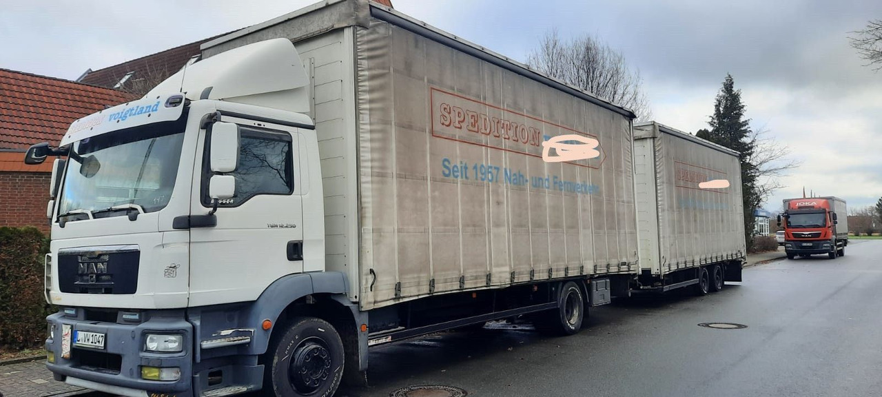 MAN 12.250 TGM Jumbo Mit Anhänger - شاحنة ذات ستائر جانبية, مقطورة ستارة: صورة 1 MAN 12.250 TGM Jumbo Mit Anhänger - شاحنة ذات ستائر جانبية, مقطورة ستارة: صورة 1