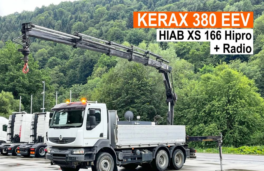 Renault Kerax 380 EEV // Skrzynia Burtowa // HIAB XS166 Hipro + Radio // Zwolnice //  // - شاحنات مسطحة, شاحنة كرين: صورة 1 Renault Kerax 380 EEV // Skrzynia Burtowa // HIAB XS166 Hipro + Radio // Zwolnice //  // - شاحنات مسطحة, شاحنة كرين: صورة 1