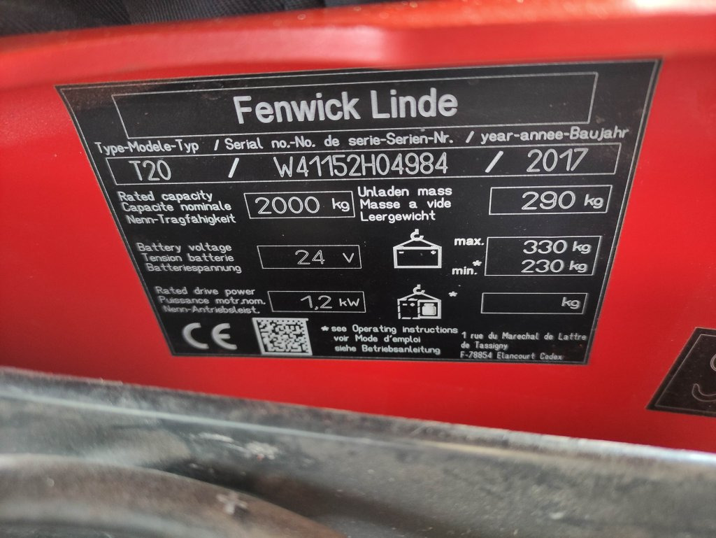 Linde T20 - شاحنة نقل الطبالي: صورة 5 Linde T20 - شاحنة نقل الطبالي: صورة 5