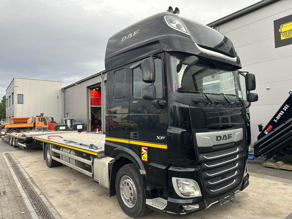 DAF 480FA*Flachzug*Aufstellbühne*VDI2700*Top! - شاحنة نقل سيارات شاحنة: صورة 2 DAF 480FA*Flachzug*Aufstellbühne*VDI2700*Top! - شاحنة نقل سيارات شاحنة: صورة 2