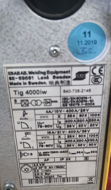 ESAB AB Tig 4000 iw - معدات اللحام: صورة 4 ESAB AB Tig 4000 iw - معدات اللحام: صورة 4