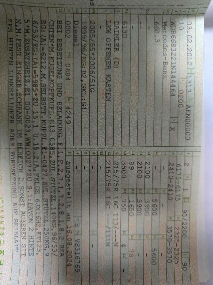 شاحنة توصيل مفتوحة, الشاحنات الصغيرة كابينة مزدوجة Mercedes-Benz Vario 613D Bluetec 5 Pritsche Doka LKW: صورة 19 شاحنة توصيل مفتوحة, الشاحنات الصغيرة كابينة مزدوجة Mercedes-Benz Vario 613D Bluetec 5 Pritsche Doka LKW: صورة 19