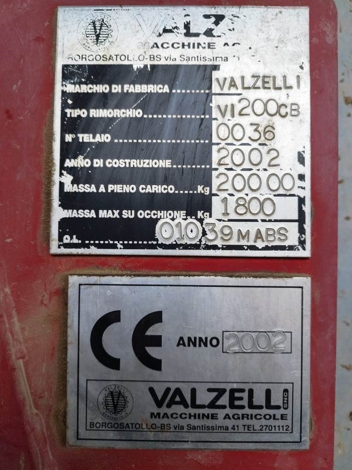 Valzelli 200 cb - مقطورة رزاعية: صورة 5 Valzelli 200 cb - مقطورة رزاعية: صورة 5