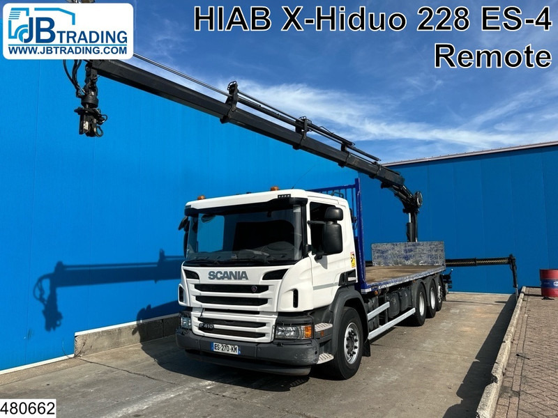 Scania P 410 8x4, EURO 6, HIAB, Remote, Steeringaxle - شاحنات مسطحة, شاحنة كرين: صورة 1 Scania P 410 8x4, EURO 6, HIAB, Remote, Steeringaxle - شاحنات مسطحة, شاحنة كرين: صورة 1
