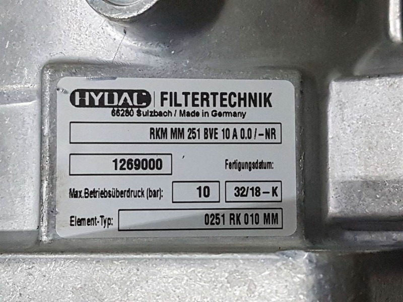 Hydac RKM MM 251 BVE 10 A 0.0/-NR-1269000-Filter - أجهزة هيدروليكية - آلات الإنشاء: صورة 5 Hydac RKM MM 251 BVE 10 A 0.0/-NR-1269000-Filter - أجهزة هيدروليكية - آلات الإنشاء: صورة 5