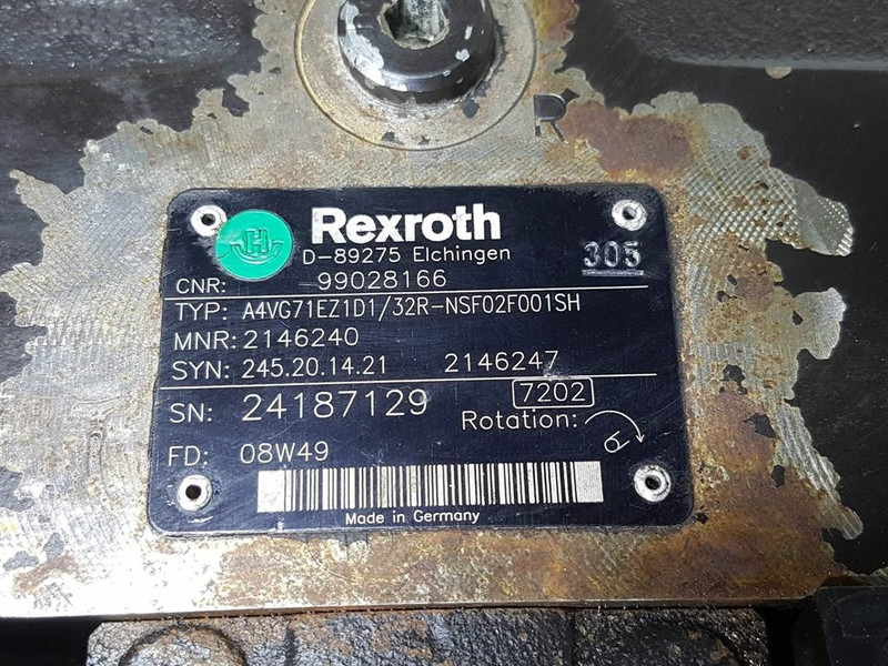 Rexroth A4VG71EZ1D1/32R-99028166/R902146240-Drive pump - أجهزة هيدروليكية: صورة 4 Rexroth A4VG71EZ1D1/32R-99028166/R902146240-Drive pump - أجهزة هيدروليكية: صورة 4