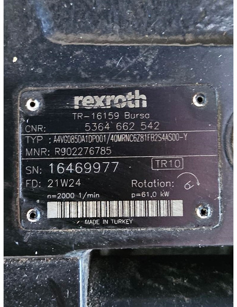 Yanmar V120-Rexroth A4VG085-Drive pump/Fahrpumpe/Rijpomp - أجهزة هيدروليكية - آلات الإنشاء: صورة 5 Yanmar V120-Rexroth A4VG085-Drive pump/Fahrpumpe/Rijpomp - أجهزة هيدروليكية - آلات الإنشاء: صورة 5