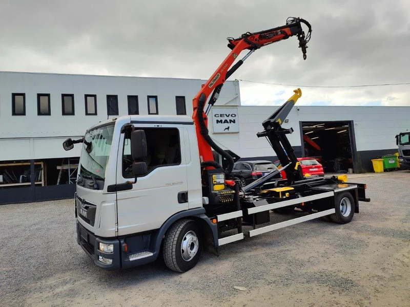 MAN TGL 12.250 Containersysteem Jimeca met kraan Palfinger PK4501 - شاحنة برافعة خطافية, شاحنة كرين: صورة 1 MAN TGL 12.250 Containersysteem Jimeca met kraan Palfinger PK4501 - شاحنة برافعة خطافية, شاحنة كرين: صورة 1