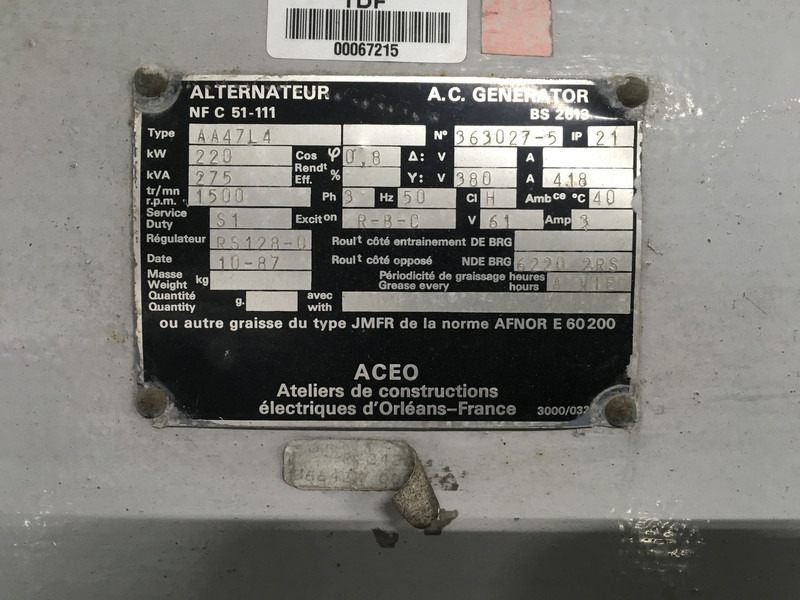 مجموعة المولد Cummins KT19G GENERATOR 275KVA USED: صورة 6 مجموعة المولد Cummins KT19G GENERATOR 275KVA USED: صورة 6