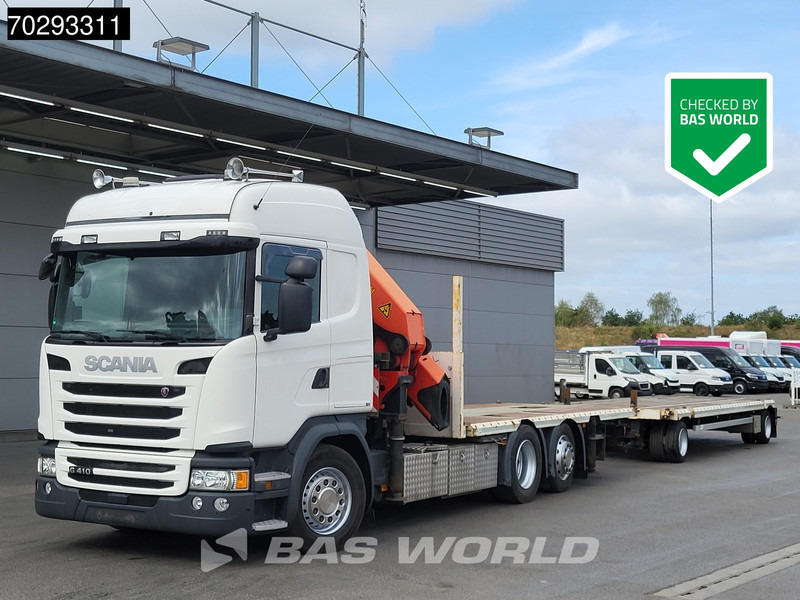 Scania G410 6X2 Combi Palfinger 53002 SH Kran Crane Lift+steering ACC Navi Euro 6 - شاحنات مسطحة, شاحنة كرين: صورة 1 Scania G410 6X2 Combi Palfinger 53002 SH Kran Crane Lift+steering ACC Navi Euro 6 - شاحنات مسطحة, شاحنة كرين: صورة 1