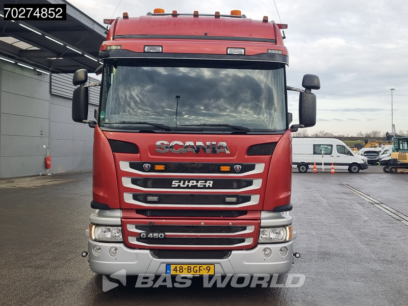 شاحنات مسطحة, شاحنة كرين Scania G450 8X2 NL-Truck Hiab X-HIPRO 1058EP-6 Kran Front stab Retarder Euro 6: صورة 15