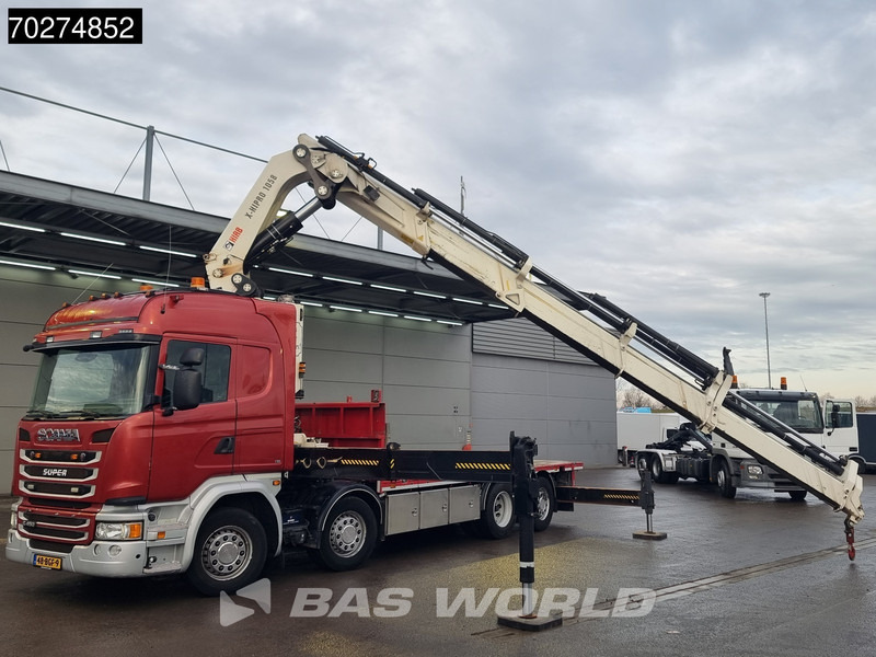 شاحنات مسطحة, شاحنة كرين Scania G450 8X2 NL-Truck Hiab X-HIPRO 1058EP-6 Kran Front stab Retarder Euro 6: صورة 5