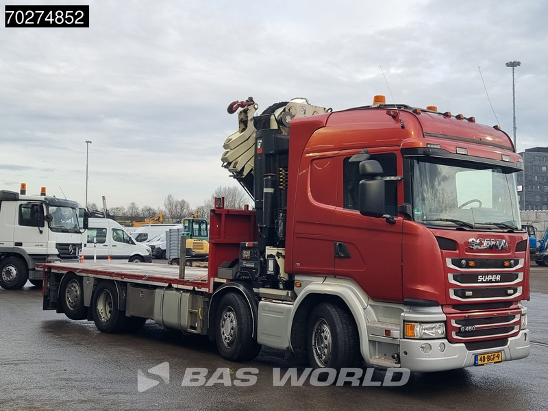 شاحنات مسطحة, شاحنة كرين Scania G450 8X2 NL-Truck Hiab X-HIPRO 1058EP-6 Kran Front stab Retarder Euro 6: صورة 14