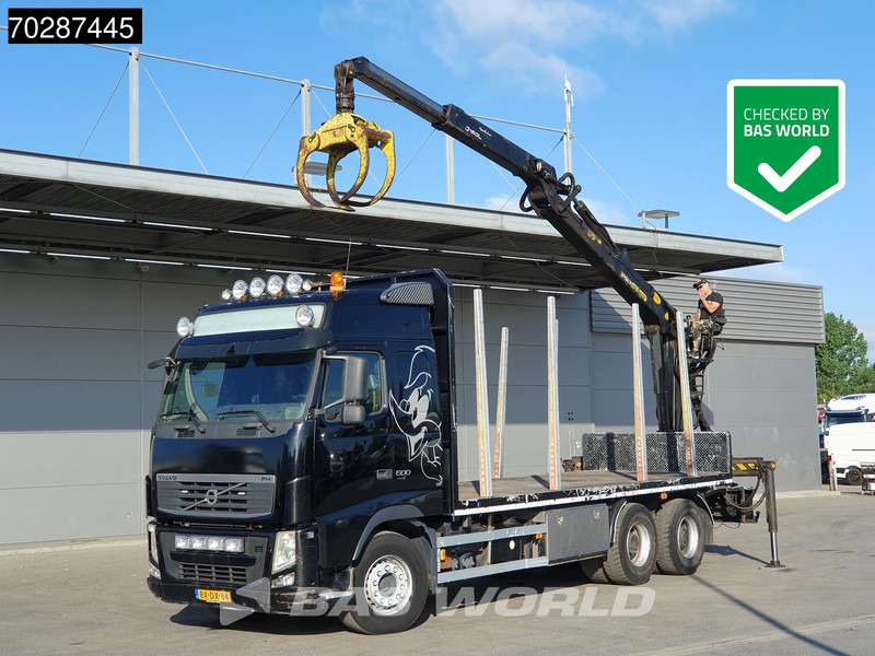 Volvo FH 500 FH 6X4 NL-Truck Palfinger Epsilon Q150L80 wood crane Big-Axle VEB+ Navi Euro 5 - شاحنات مسطحة, شاحنة كرين: صورة 1 Volvo FH 500 FH 6X4 NL-Truck Palfinger Epsilon Q150L80 wood crane Big-Axle VEB+ Navi Euro 5 - شاحنات مسطحة, شاحنة كرين: صورة 1