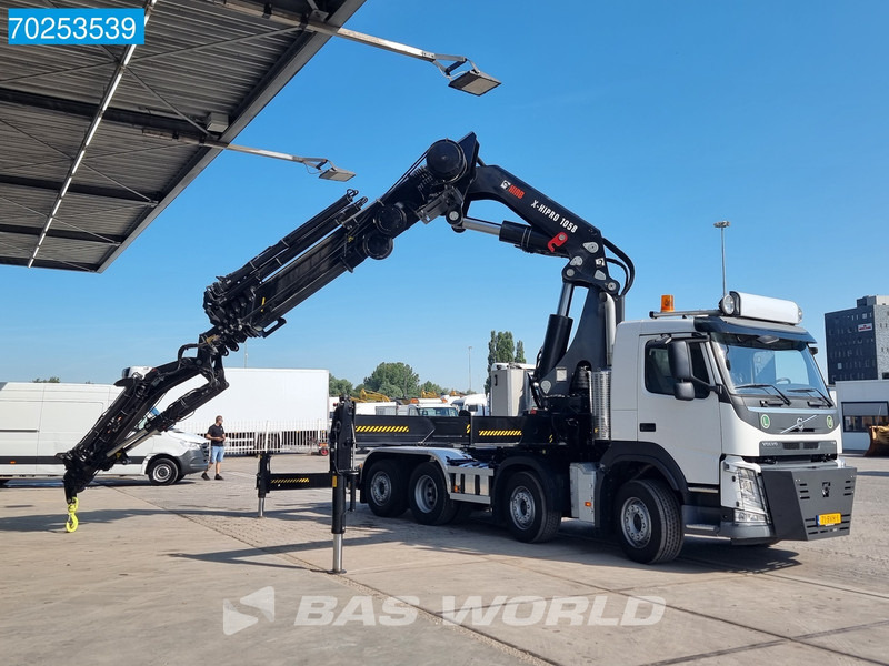 ناقلة حاويات/ شاحنة حاويات, شاحنة كرين Volvo FM 420 8X2 Repaired Damage Hiab X-Hipro 1058E-6 Kran Crane Lift-Lenkachse: صورة 9
