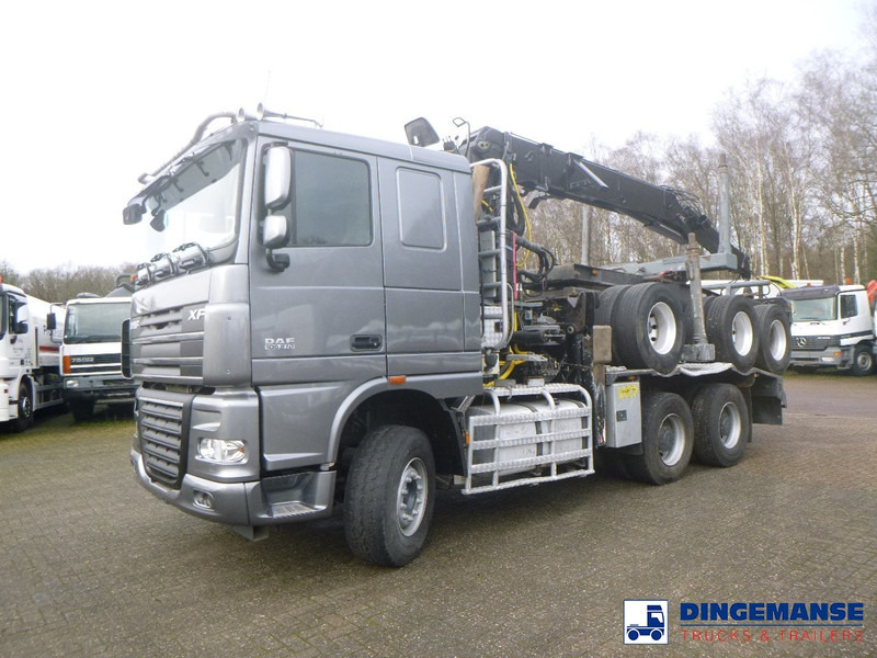 DAF XF 105.510 6x4 + Loglift F281S83 crane / timber truck + dolly - شاحنة قطع الأشجار, شاحنة كرين: صورة 1 DAF XF 105.510 6x4 + Loglift F281S83 crane / timber truck + dolly - شاحنة قطع الأشجار, شاحنة كرين: صورة 1